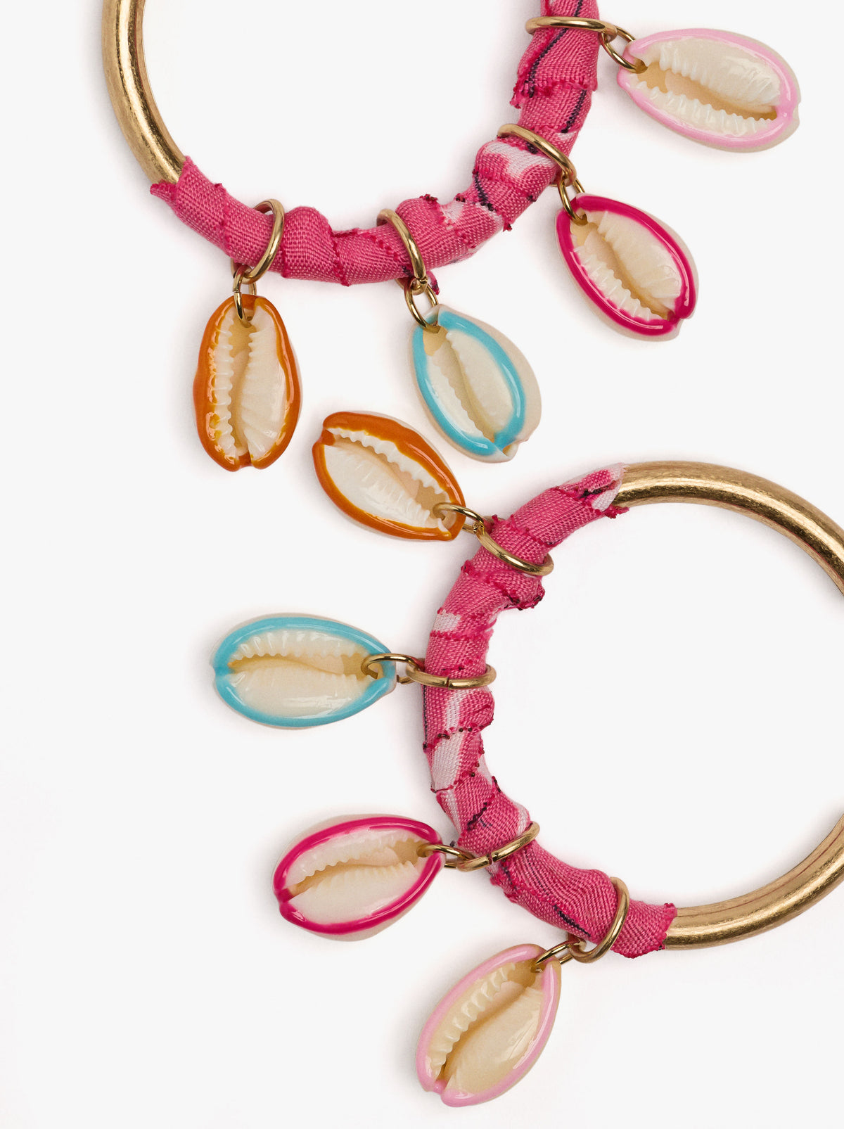 Hoop Earrings With Multicolor Enamel Shells