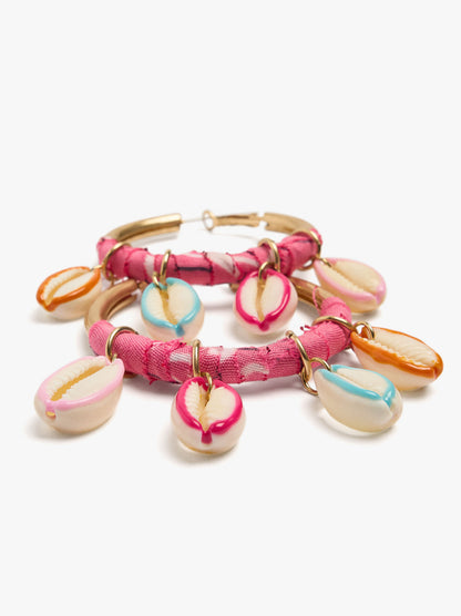 Hoop Earrings With Multicolor Enamel Shells