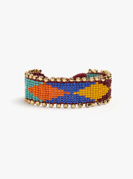 Wide Bracelet With Multicolor Beads