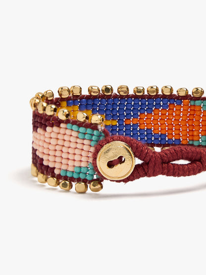 Wide Bracelet With Multicolor Beads