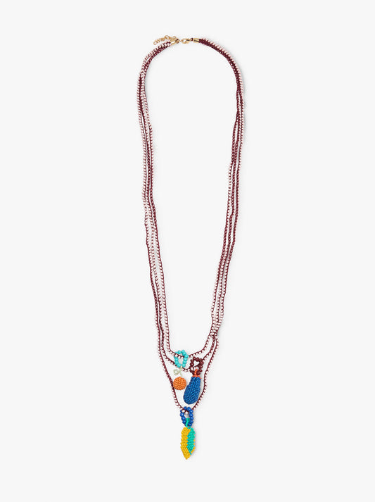 Long Multi-Collar With Glass Beads