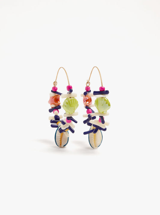 Hoop Earrings Bars Of Resin And Shells