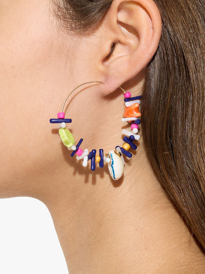 Hoop Earrings Bars Of Resin And Shells