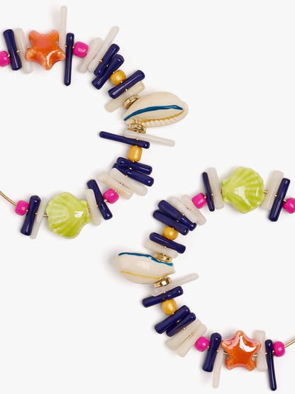 Hoop Earrings Bars Of Resin And Shells