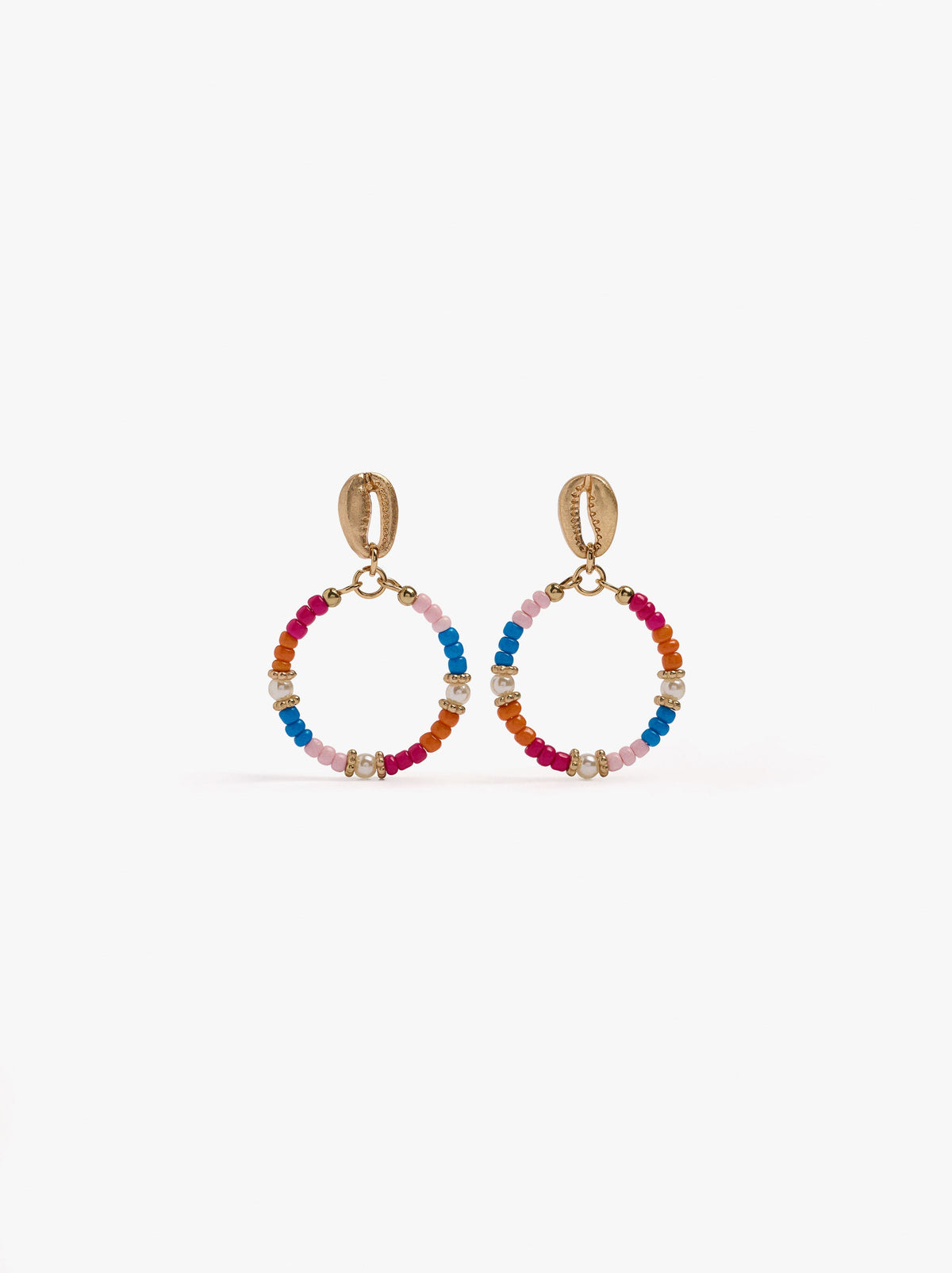 Hoop Earrings With Multicolor Beads