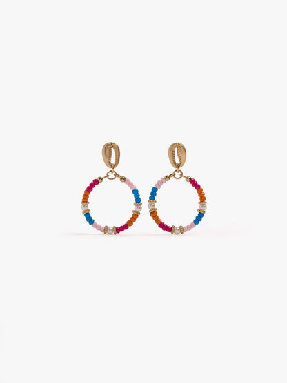 Hoop Earrings With Multicolor Beads
