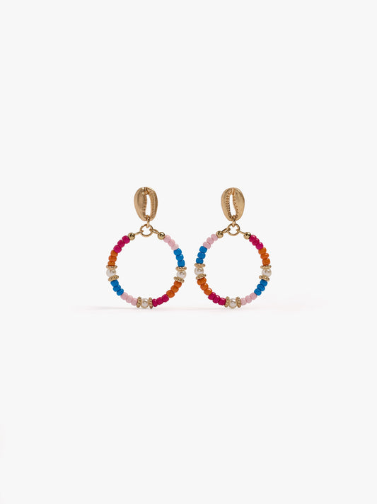 Hoop Earrings With Multicolor Beads