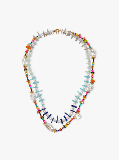Set Of Necklaces With Bars And Multicolor Beads