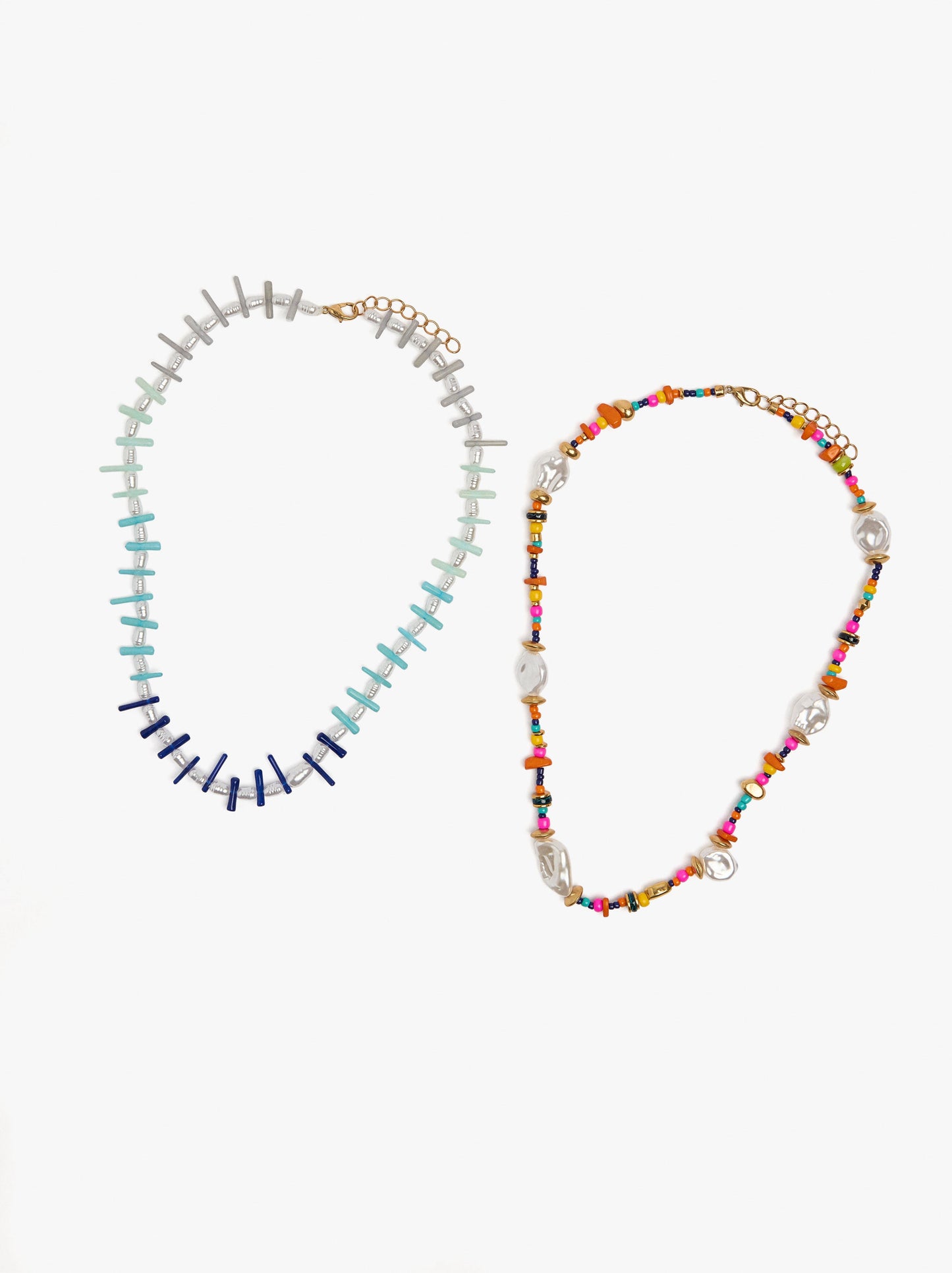 Set Of Necklaces With Bars And Multicolor Beads