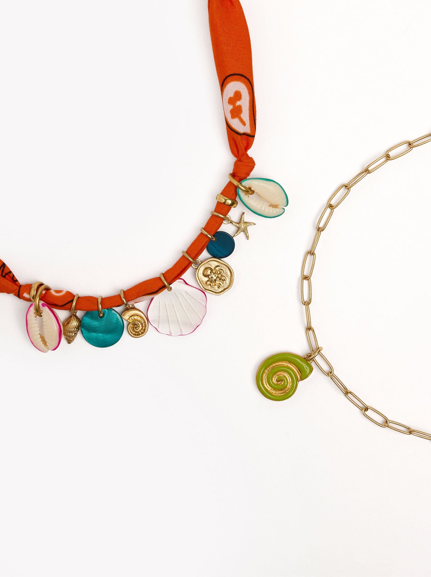 Set Of Necklaces With Marine Charms