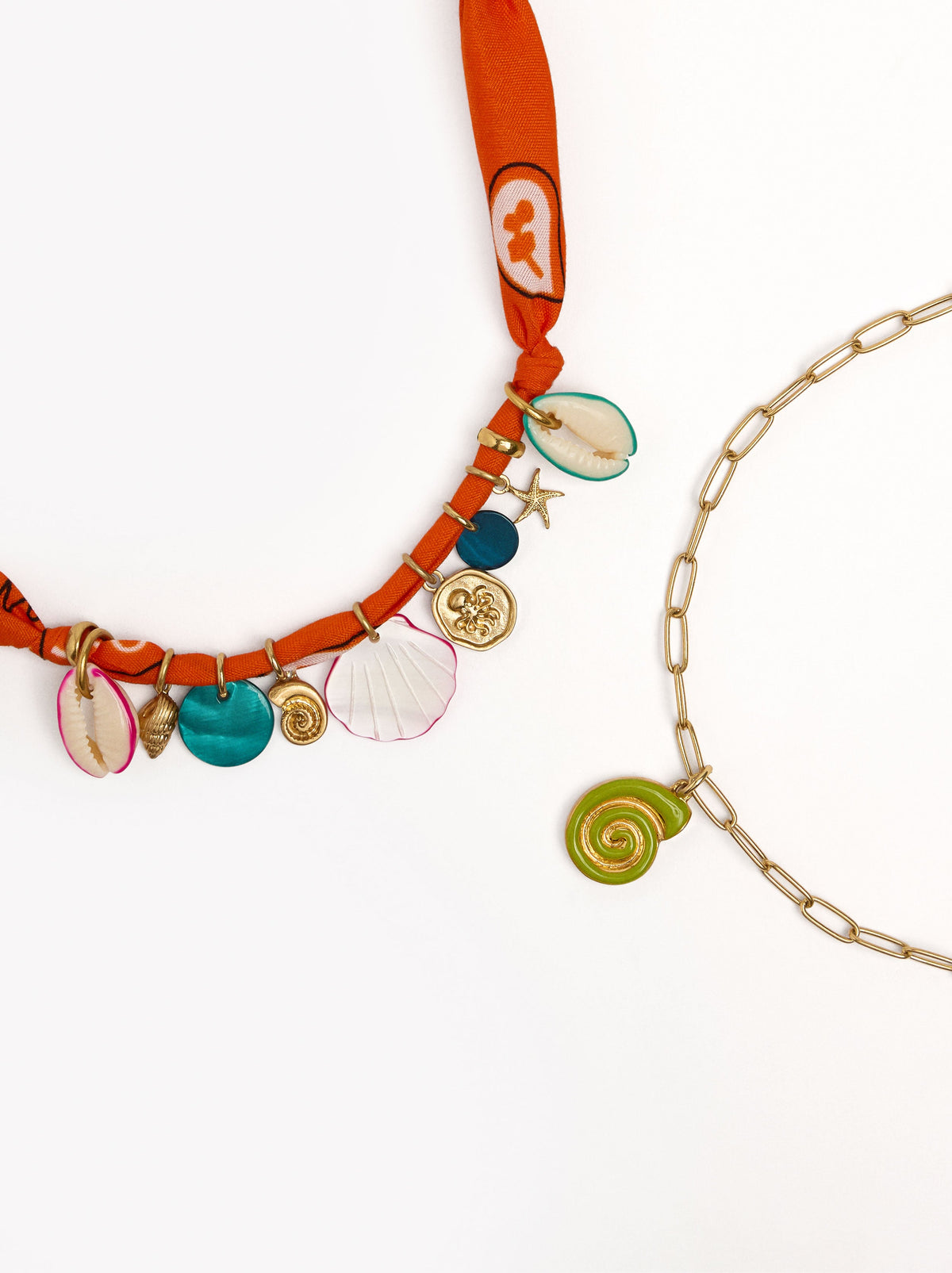 Set Of Necklaces With Marine Charms
