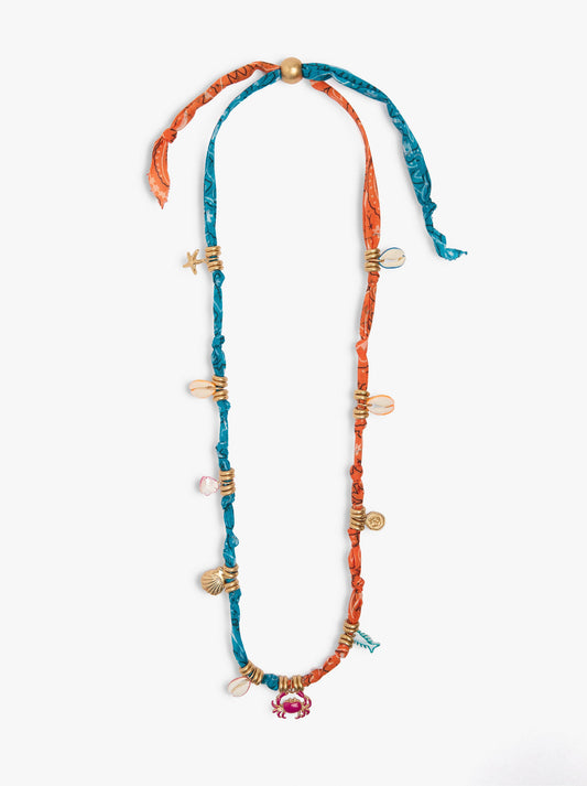 Fabric Necklace With Marine Charms