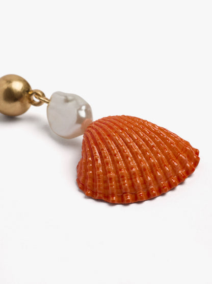 Earrings With Shells And Pearls