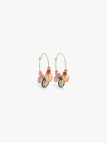 Hoop Earrings With Multicolor Enamel Cones