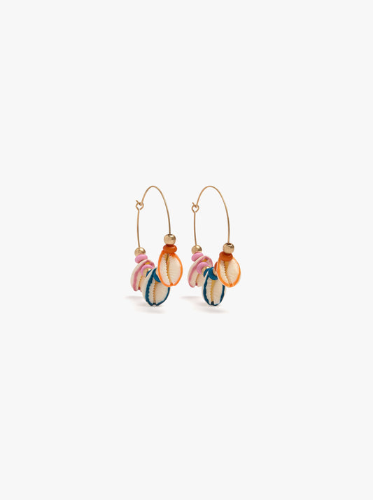Hoop Earrings With Multicolor Enamel Cones