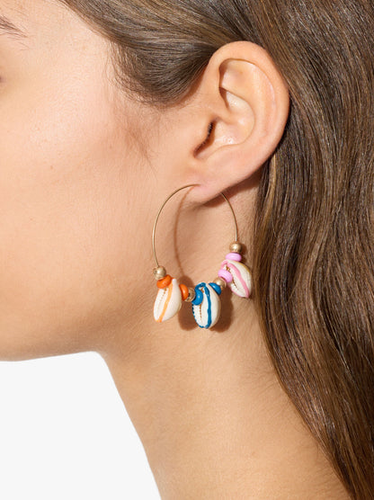 Hoop Earrings With Multicolor Enamel Cones