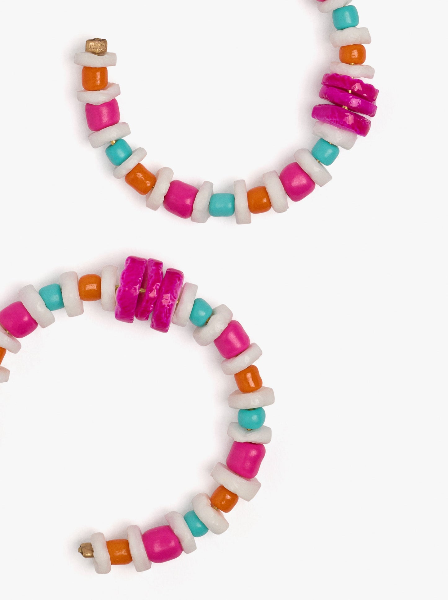 Open Hoop Earrings With Multicolor Beads