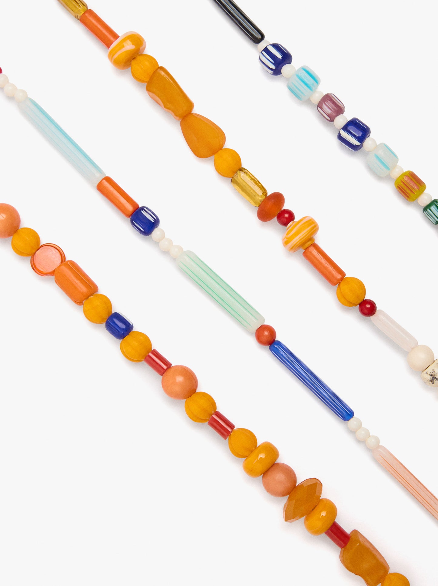 Set Of Necklaces With Glass Beads With Mask Pendant
