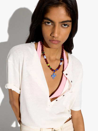 Necklace With Glass And Enamelled Beads