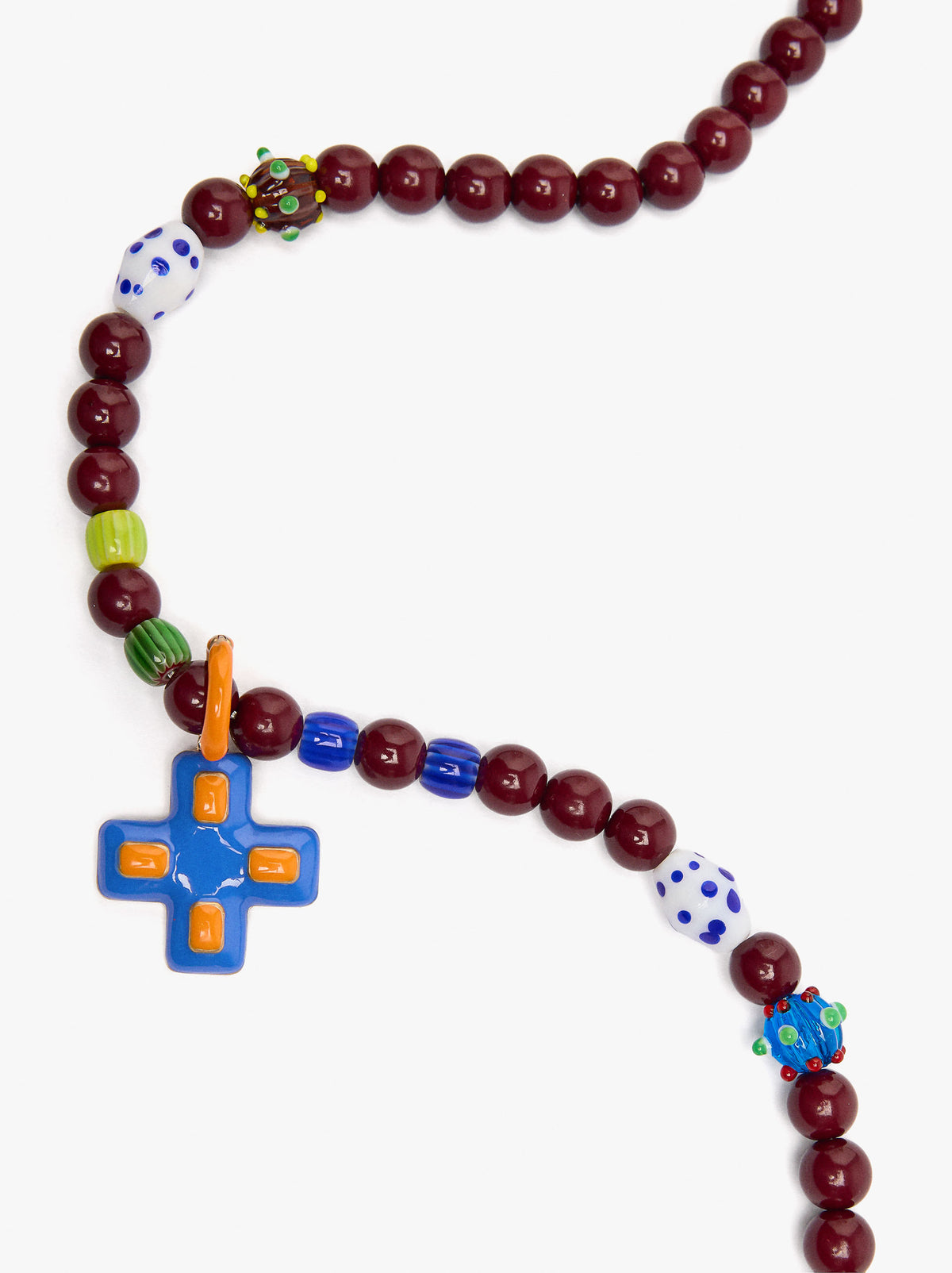 Necklace With Glass And Enamelled Beads