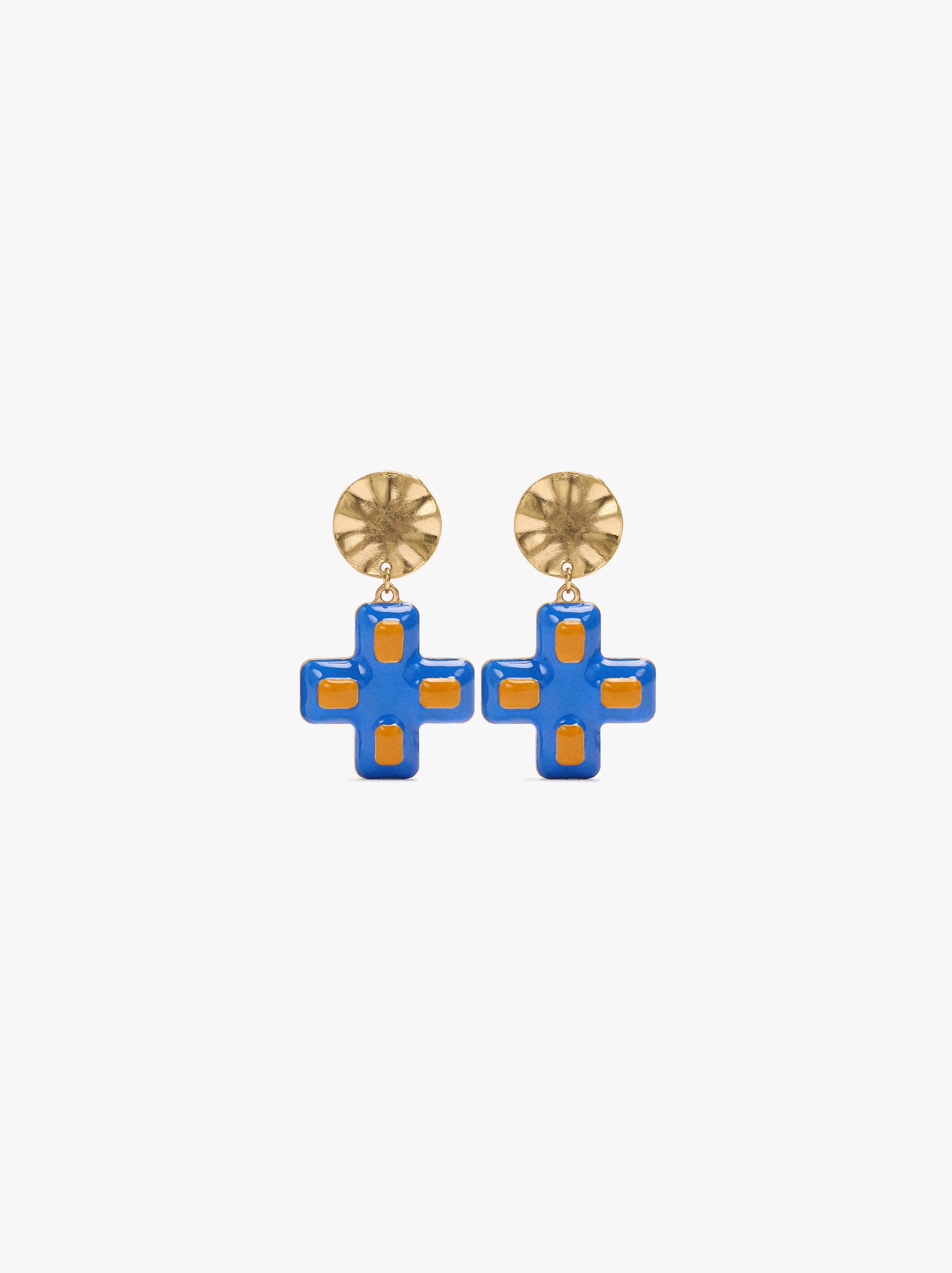Earrings With Enamelled Cross