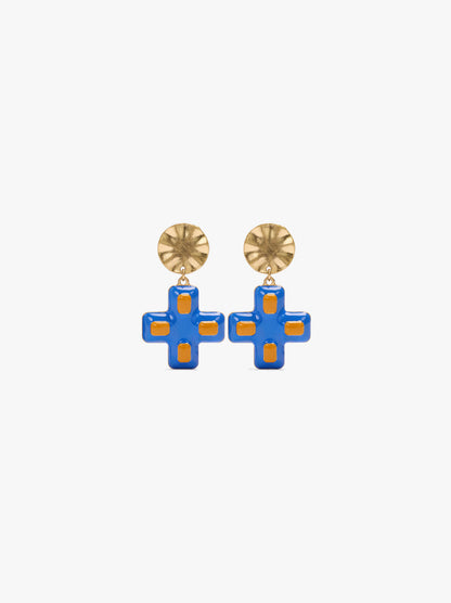 Earrings With Enamelled Cross