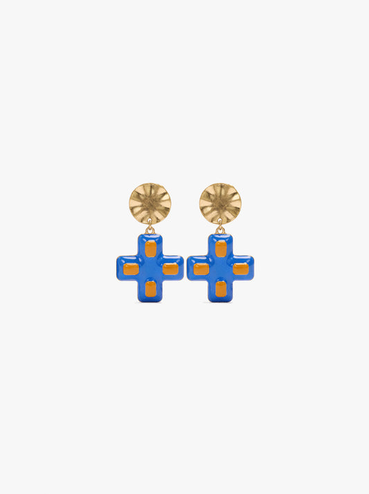 Earrings With Enamelled Cross