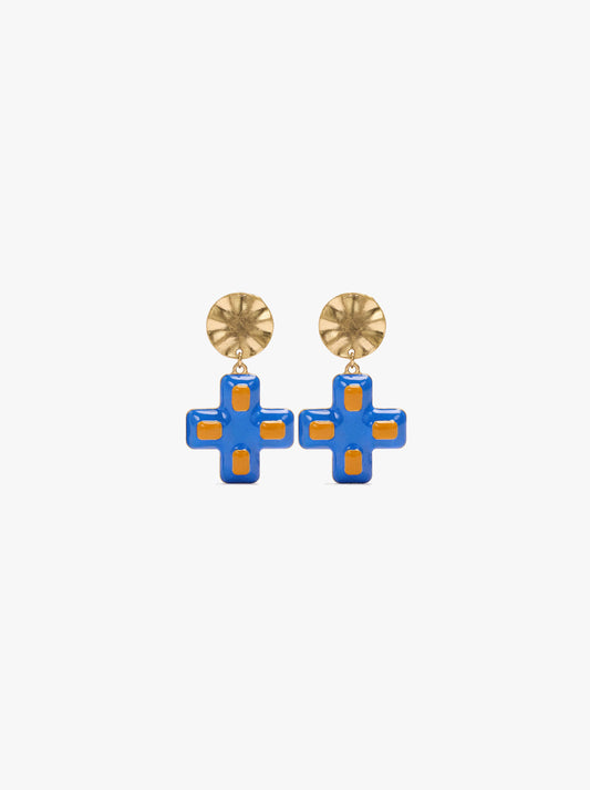Earrings With Enamelled Cross