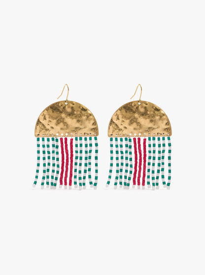 Semicircle Earrings With Glass Beads