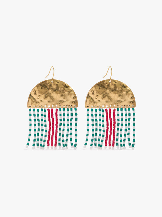 Semicircle Earrings With Glass Beads
