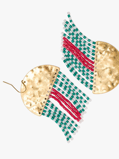 Semicircle Earrings With Glass Beads