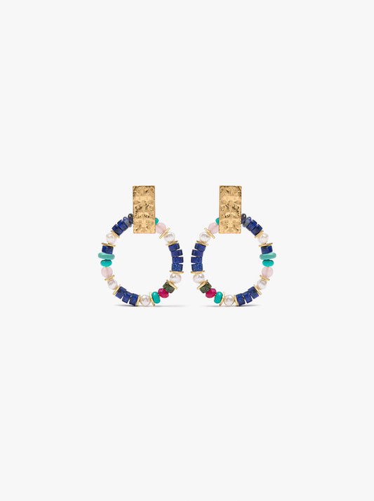 Hoop Earrings With Stone Beads