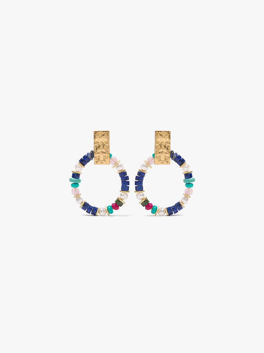Hoop Earrings With Stone Beads