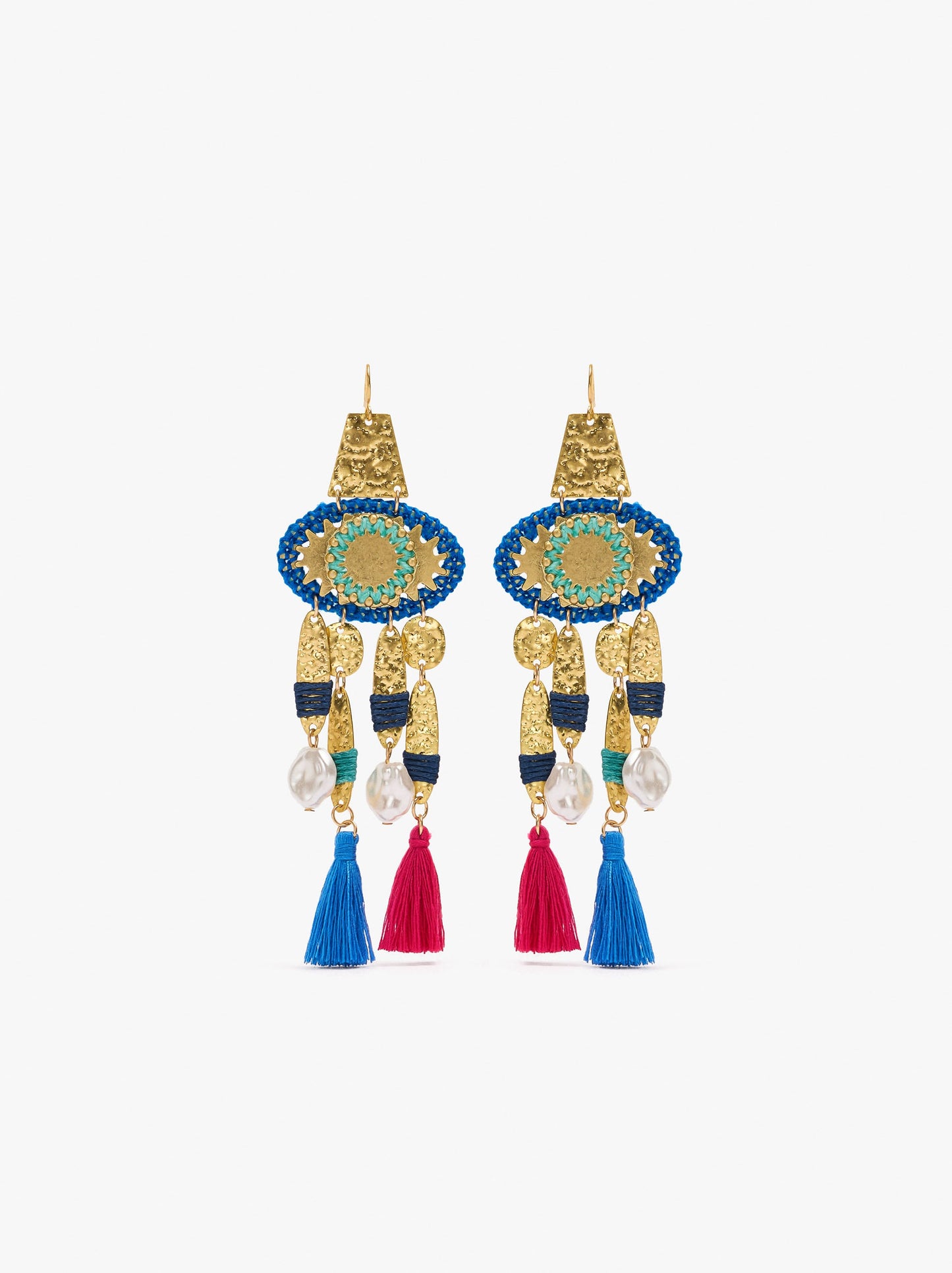 Long Earrings With Eye And Tassels