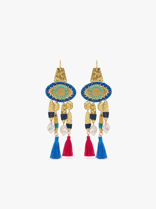 Long Earrings With Eye And Tassels