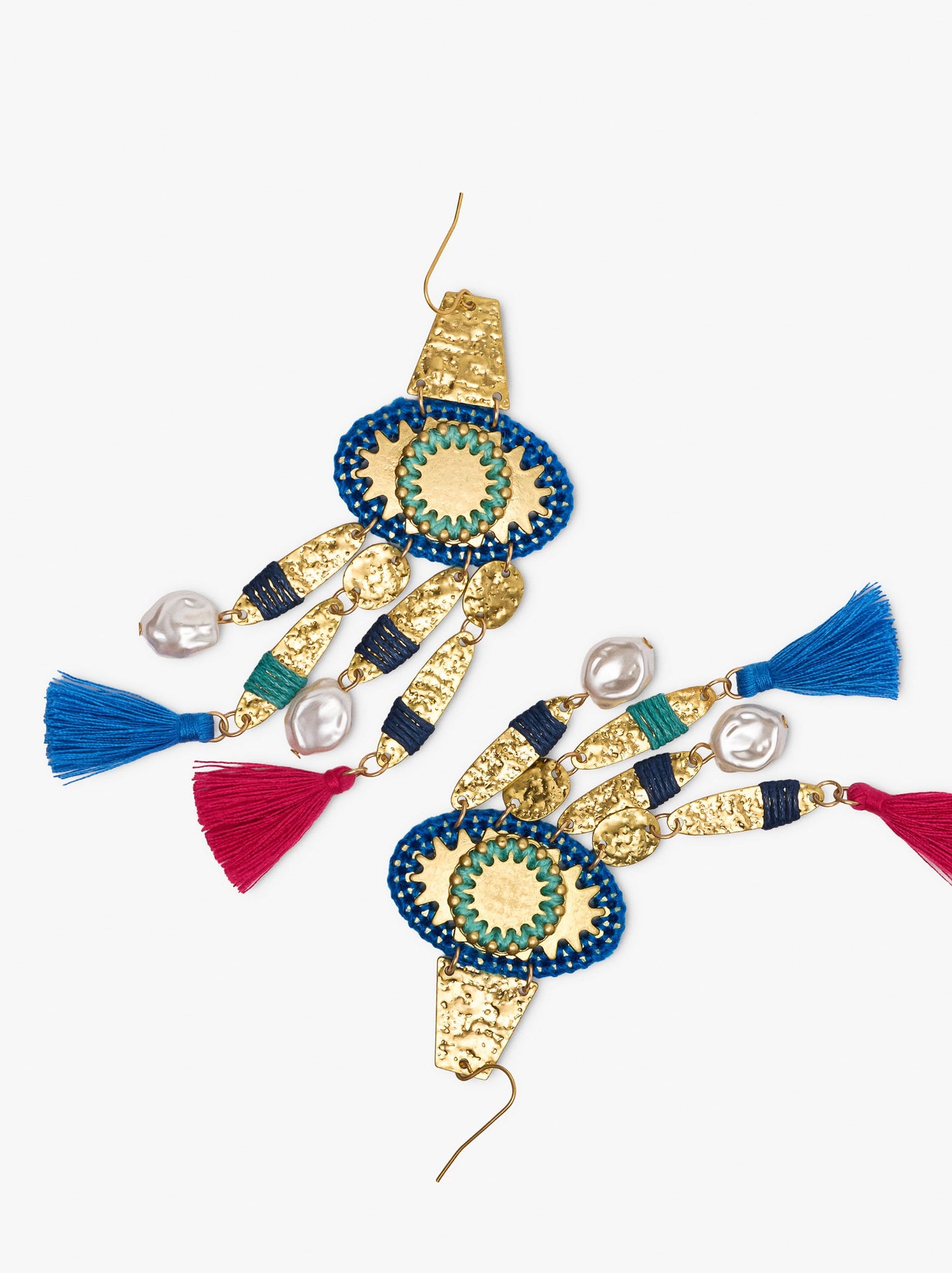 Long Earrings With Eye And Tassels