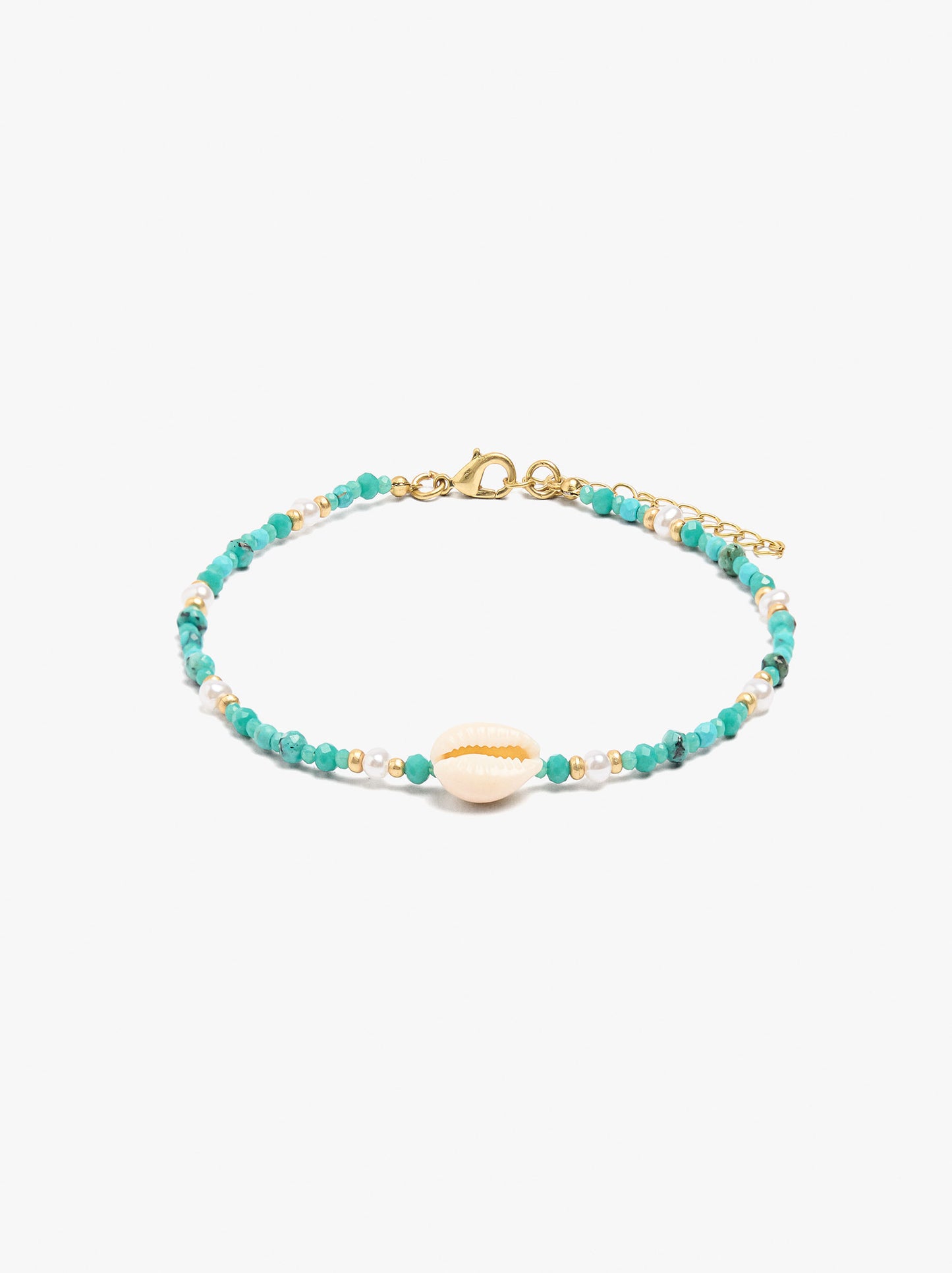 Bracelet With Stone Beads With Shell Pendant