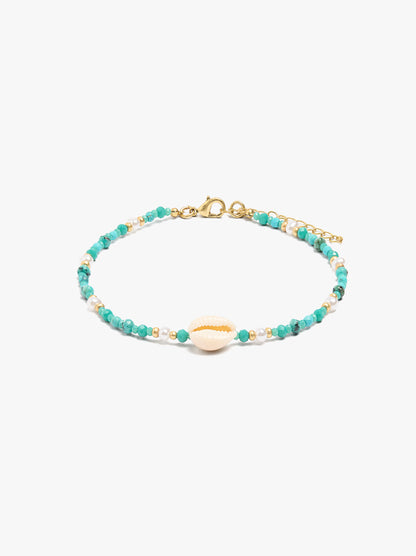 Bracelet With Stone Beads With Shell Pendant
