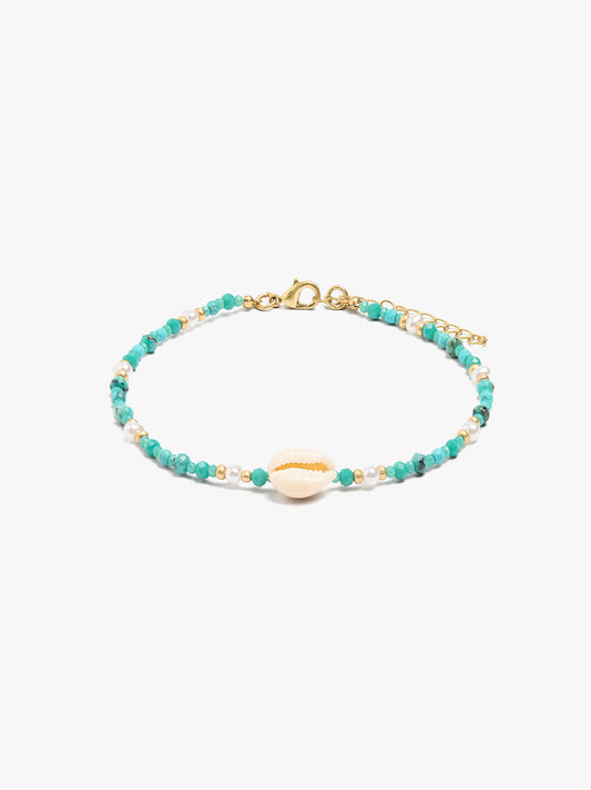 Bracelet With Stone Beads With Shell Pendant