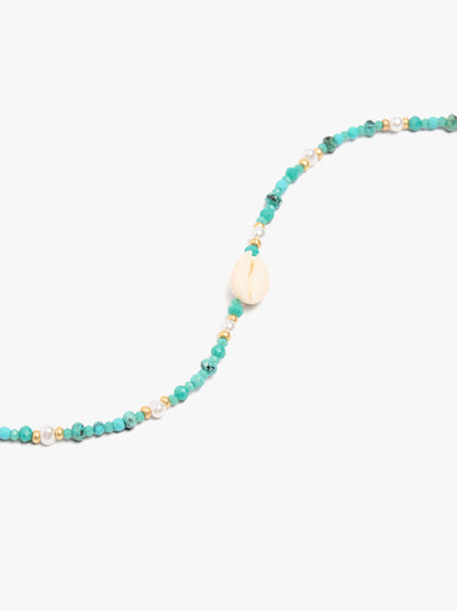 Bracelet With Stone Beads With Shell Pendant