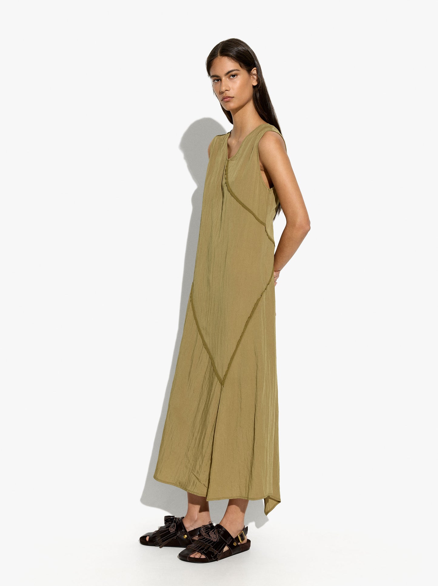 Asymmetric Dress With Crinkled Effect