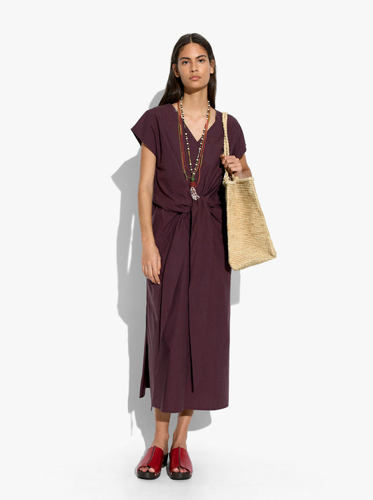 Midi Dress With Knot 100% Cotton