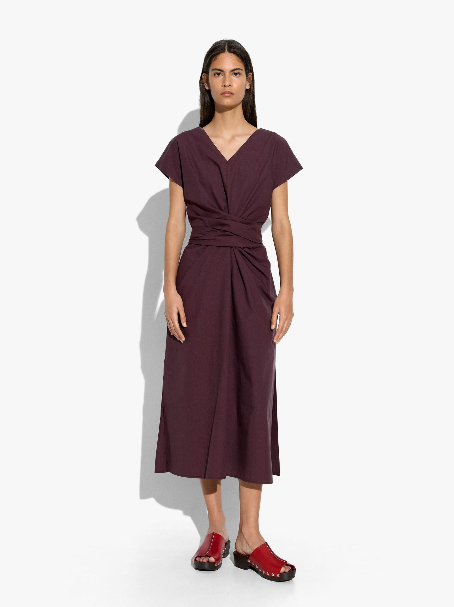 Midi Dress With Knot 100% Cotton