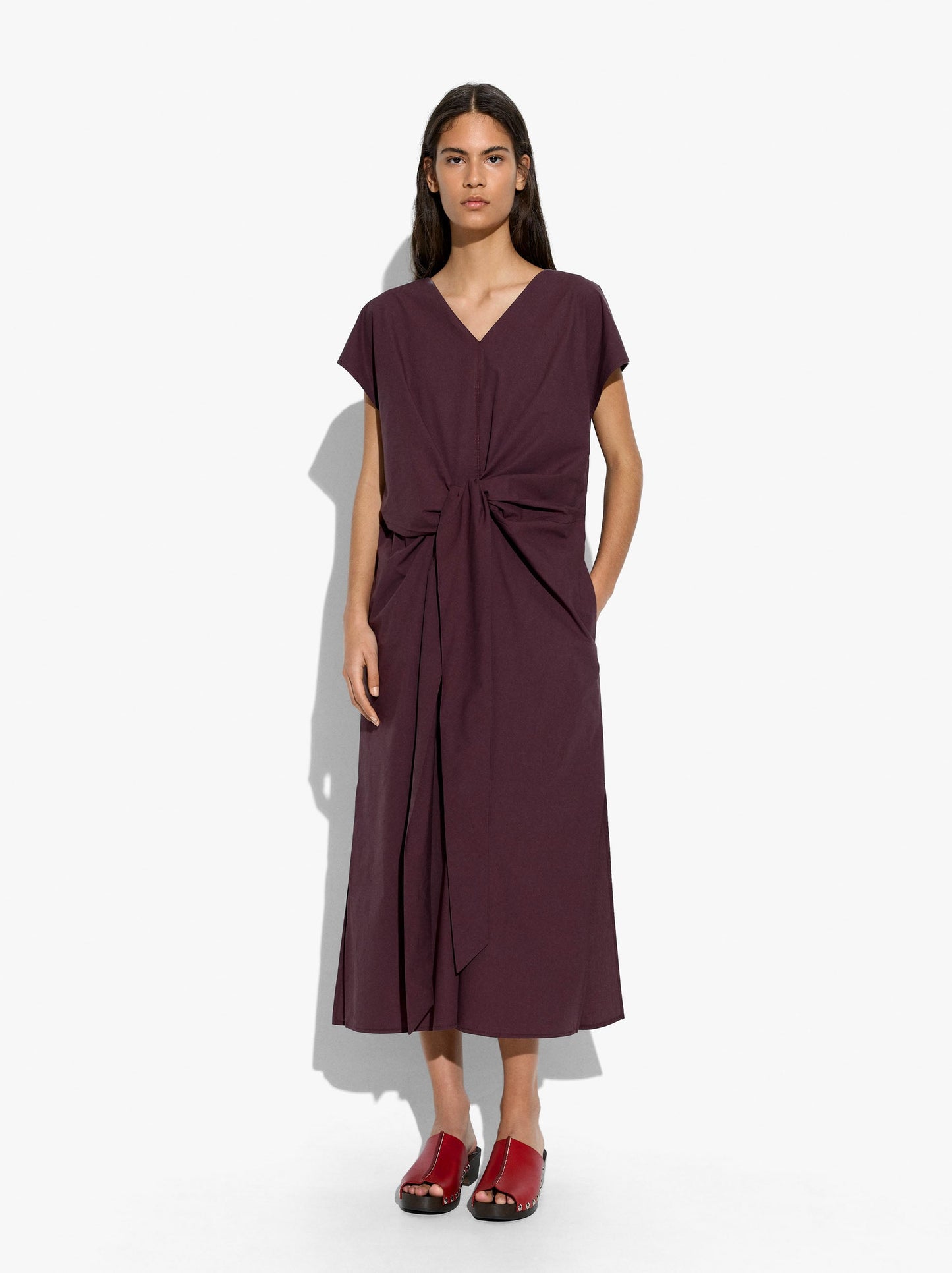 Midi Dress With Knot 100% Cotton