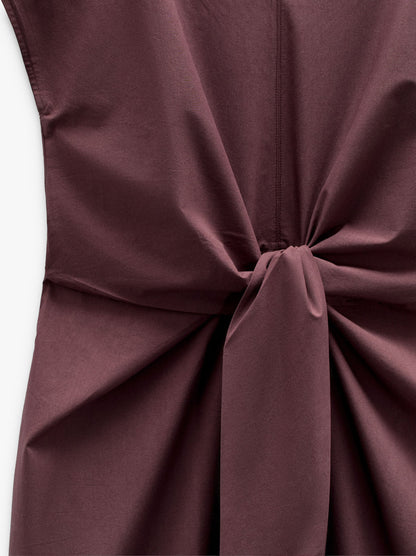 Midi Dress With Knot 100% Cotton