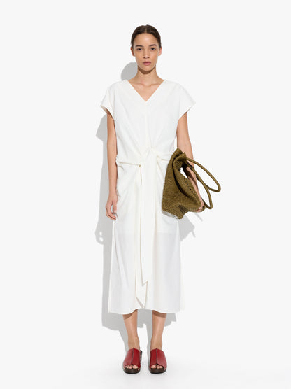 Midi Dress With Knot 100% Cotton