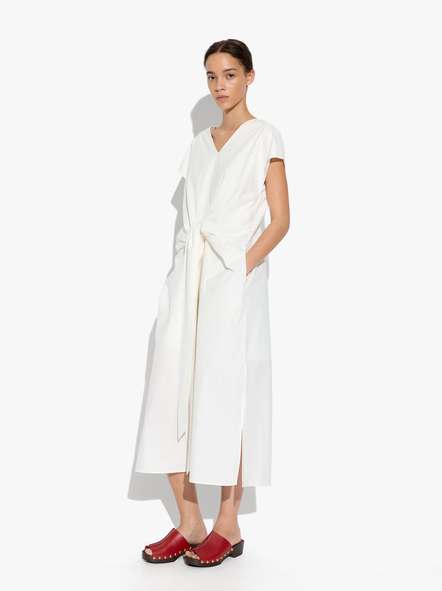 Midi Dress With Knot 100% Cotton