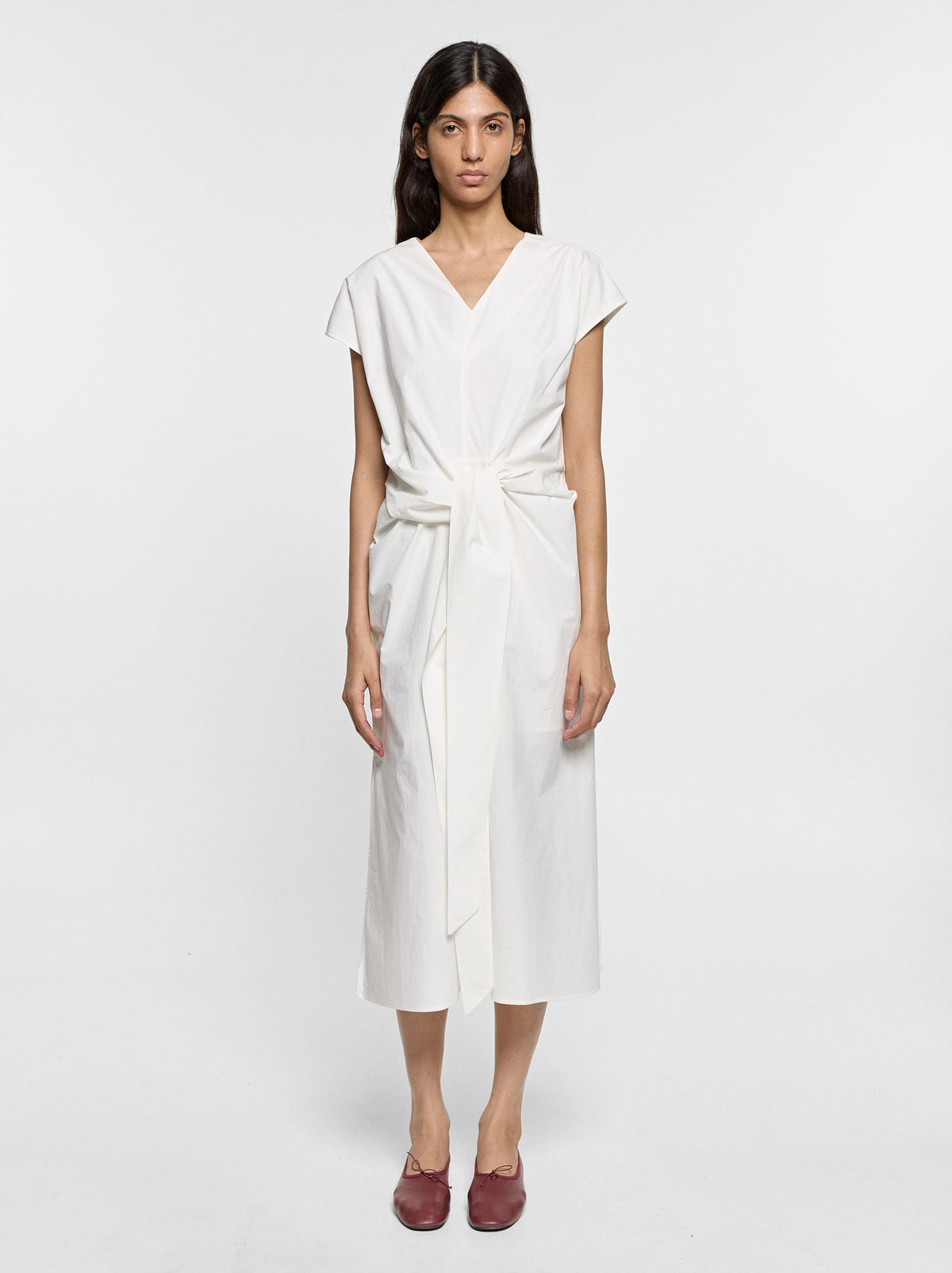 Midi Dress With Knot 100% Cotton