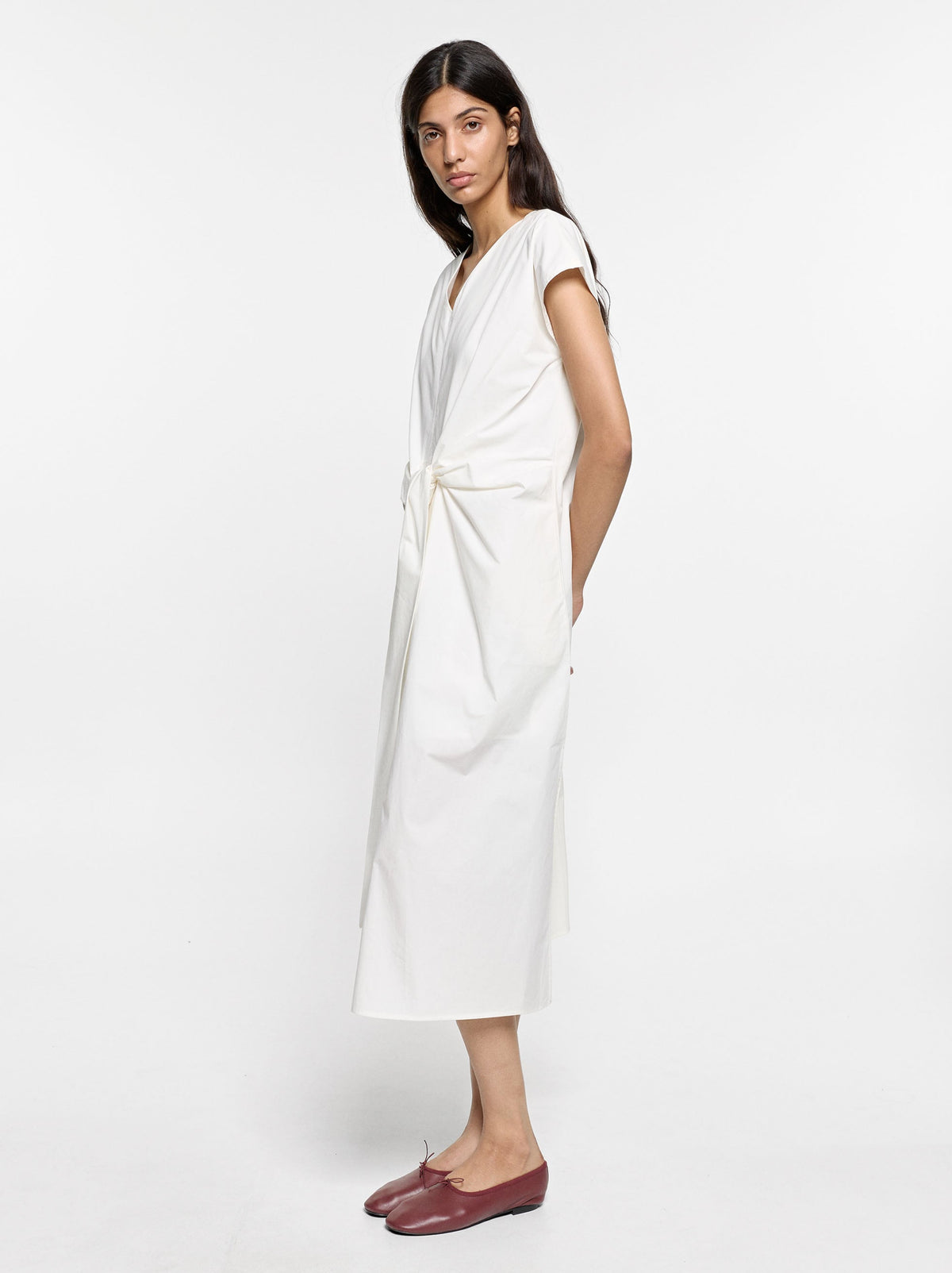Midi Dress With Knot 100% Cotton