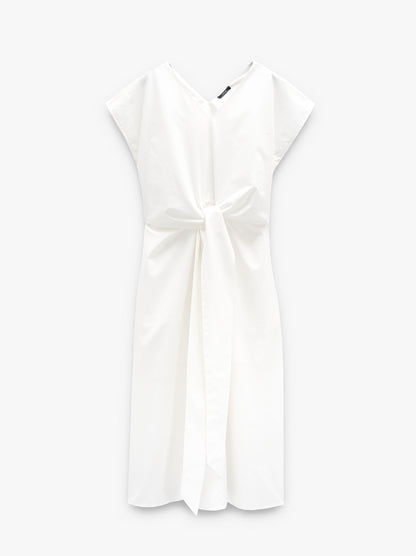 Midi Dress With Knot 100% Cotton